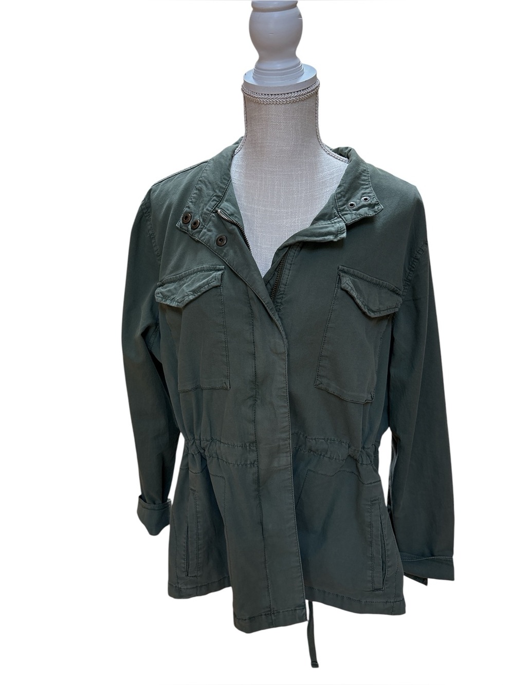Sonoma Utility Jacket Women’s PXL Green Military Anorak Drawstring Zip Snap